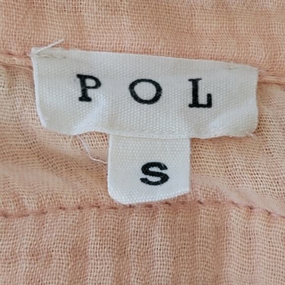 POL Women's 100% Cotton Gauzy Style Button-Front Loose Fit Top. Size: S - Picture 3 of 7